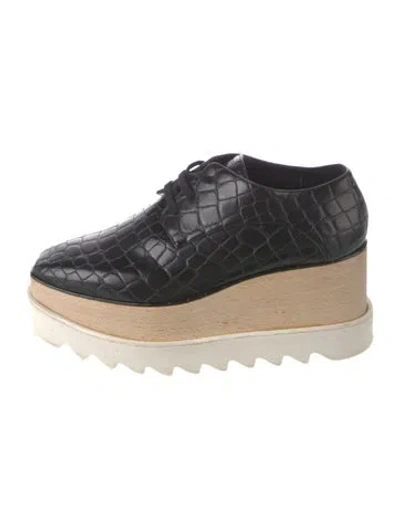 Pre-owned Stella Mccartney Leather Animal Print Oxfords In Black