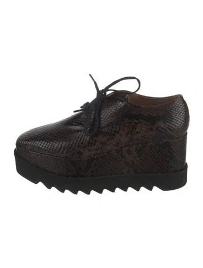 Pre-owned Stella Mccartney Leather Animal Print Oxfords In Brown