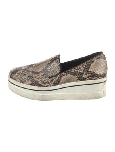 Pre-owned Stella Mccartney Leather Animal Print Wedge Sneakers In Brown