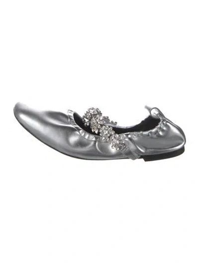 Pre-owned Stella Mccartney Leather Ballet Flats In Silver