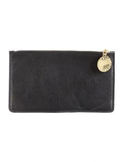 Pre-owned Stella Mccartney Leather Card Holder In Black
