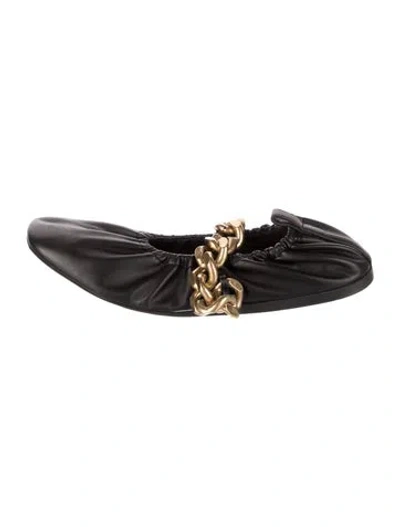 Pre-owned Stella Mccartney Leather Chain-link Accents Ballet Flats In Black