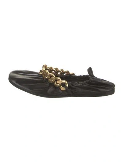 Pre-owned Stella Mccartney Leather Chain-link Accents Ballet Flats In Black