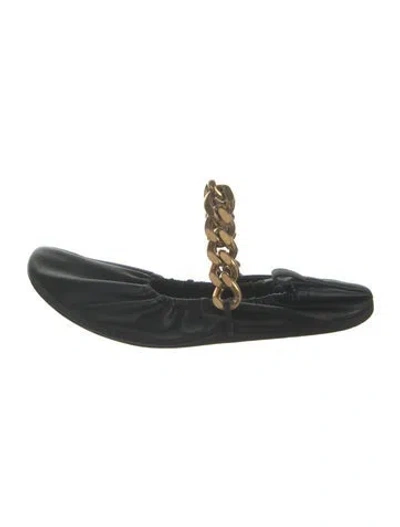 Pre-owned Stella Mccartney Leather Chain-link Accents Ballet Flats In Black