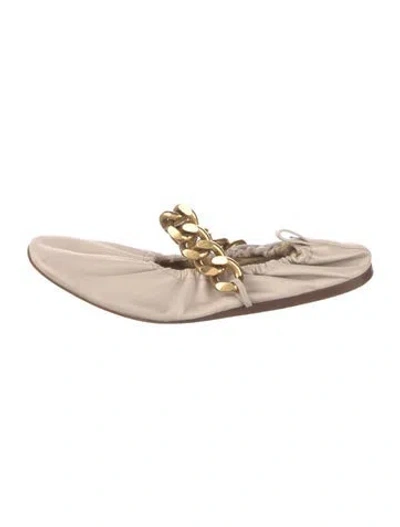 Pre-owned Stella Mccartney Leather Chain-link Accents Ballet Flats In Neutrals