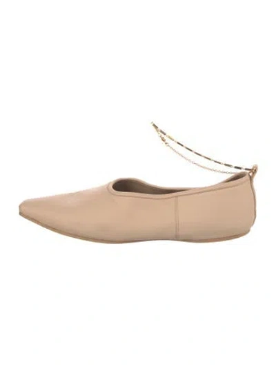 Pre-owned Stella Mccartney Leather Chain-link Accents Ballet Flats In Neutrals