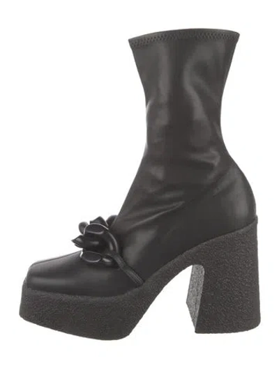 Pre-owned Stella Mccartney Leather Chain-link Accents Boots In Black