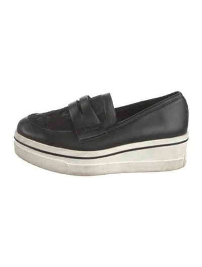 Pre-owned Stella Mccartney Leather Chain-link Accents Loafers In Black