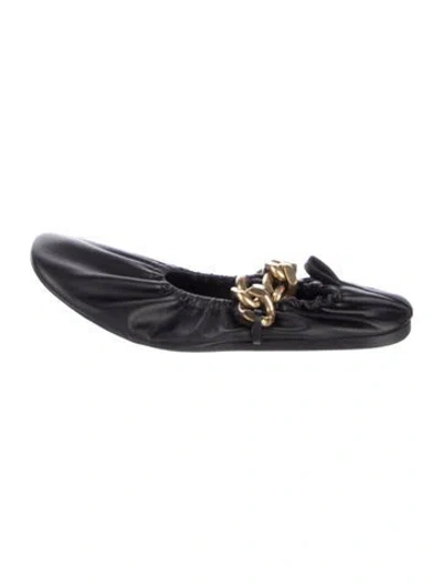 Pre-owned Stella Mccartney Leather Chain-link Accents Mary Jane Flats In Black