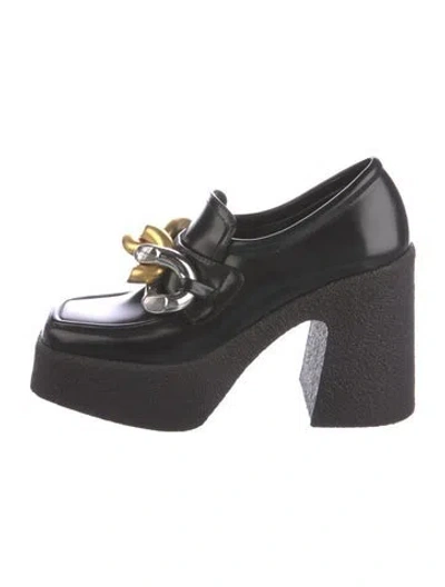 Pre-owned Stella Mccartney Leather Chain-link Accents Pumps In Black