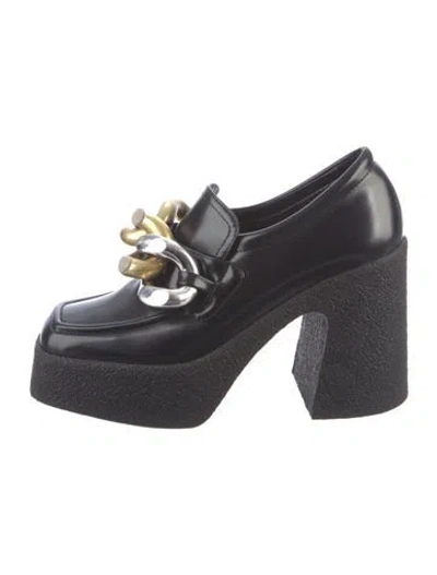 Pre-owned Stella Mccartney Leather Chain-link Accents Pumps In Black