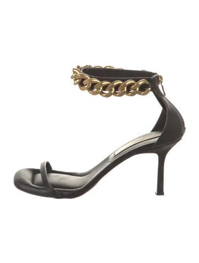Pre-owned Stella Mccartney Leather Chain-link Accents Sandals In Black