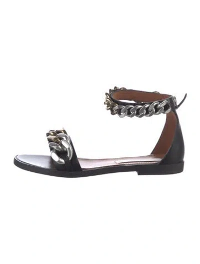 Pre-owned Stella Mccartney Leather Chain-link Accents Sandals In Black