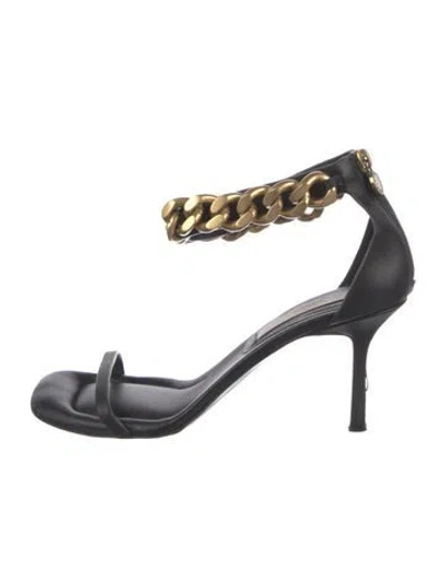 Pre-owned Stella Mccartney Leather Chain-link Accents Sandals In Black
