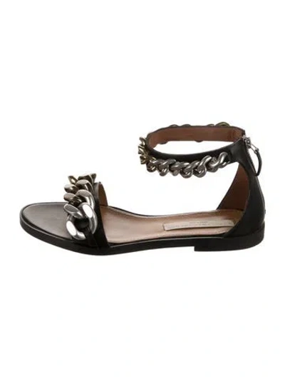 Pre-owned Stella Mccartney Leather Chain-link Accents Sandals In Black