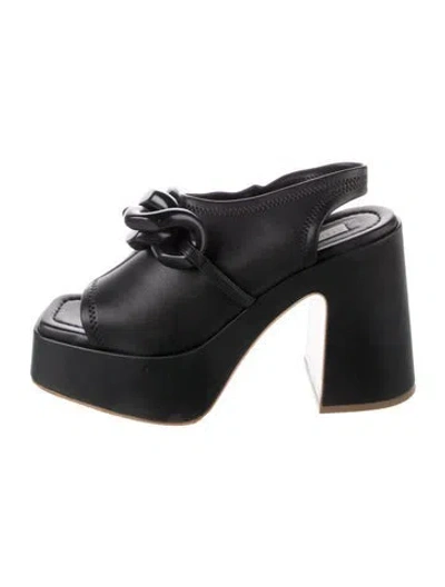 Pre-owned Stella Mccartney Leather Chain-link Accents Sandals In Black