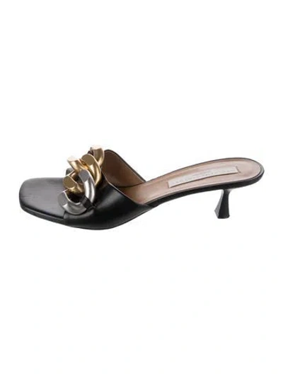 Pre-owned Stella Mccartney Leather Chain-link Accents Sandals In Black