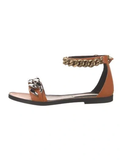 Pre-owned Stella Mccartney Leather Chain-link Accents Sandals In Orange