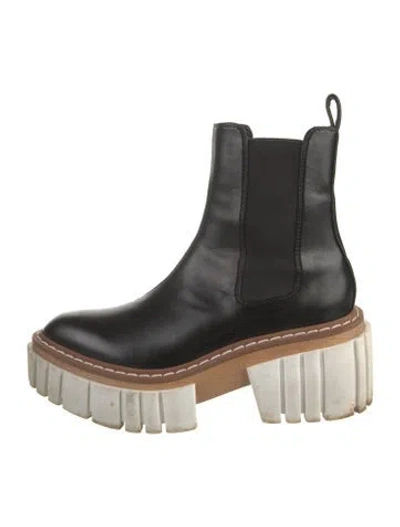 Pre-owned Stella Mccartney Leather Chelsea Boots In Black
