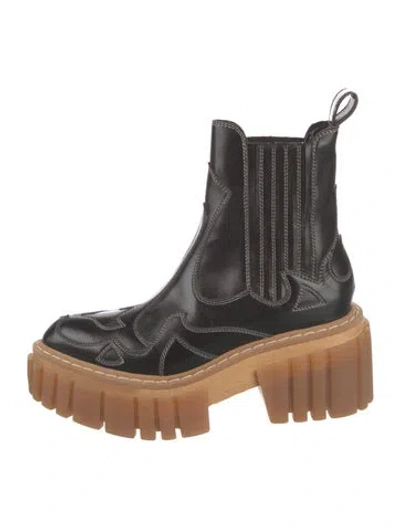 Pre-owned Stella Mccartney Leather Chelsea Boots In Black