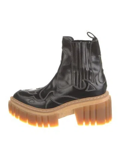 Pre-owned Stella Mccartney Leather Chelsea Boots In Black