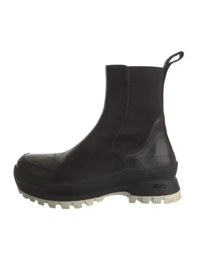 Pre-owned Stella Mccartney Leather Chelsea Boots In Black