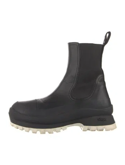 Pre-owned Stella Mccartney Leather Chelsea Boots In Black