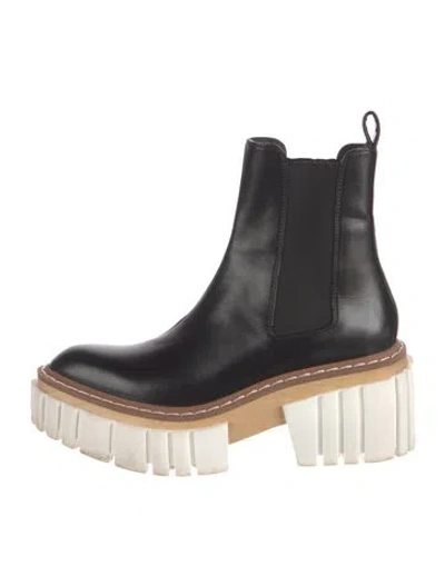 Pre-owned Stella Mccartney Leather Chelsea Boots In Black