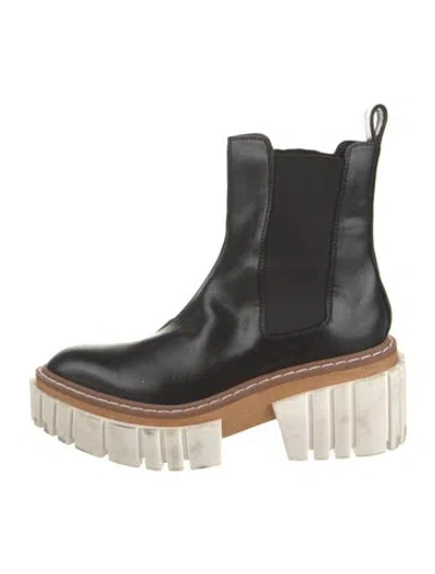 Pre-owned Stella Mccartney Leather Chelsea Boots In Black/neutrals/white