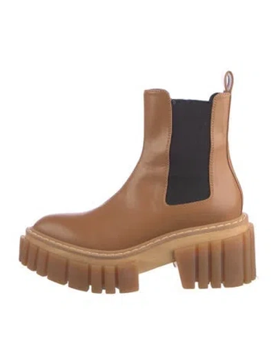 Pre-owned Stella Mccartney Leather Chelsea Boots In Brown