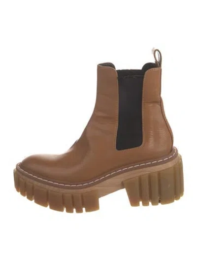 Pre-owned Stella Mccartney Leather Chelsea Boots In Brown