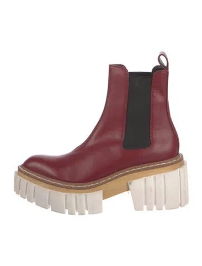 Pre-owned Stella Mccartney Leather Chelsea Boots In Red