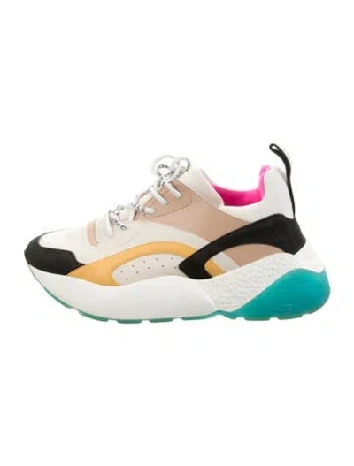 Pre-owned Stella Mccartney Leather Colorblock Pattern Chunky Sneakers In Neutral