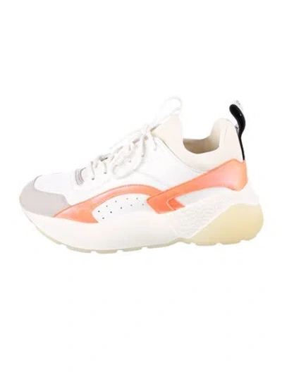 Pre-owned Stella Mccartney Leather Colorblock Pattern Chunky Sneakers In White