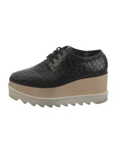 Pre-owned Stella Mccartney Leather Colorblock Pattern Oxfords In Black