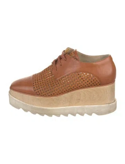 Pre-owned Stella Mccartney Leather Colorblock Pattern Oxfords In Brown