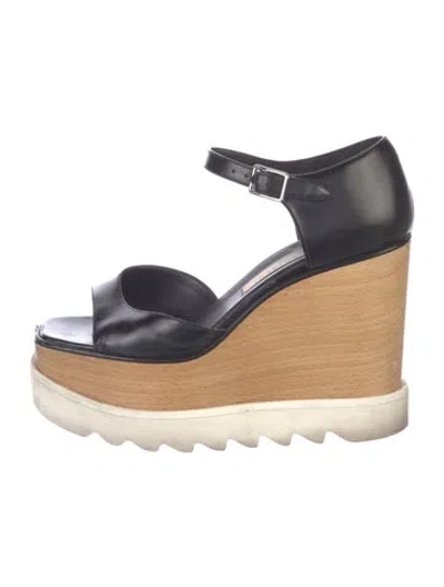 Pre-owned Stella Mccartney Leather Colorblock Pattern Sandals In Black