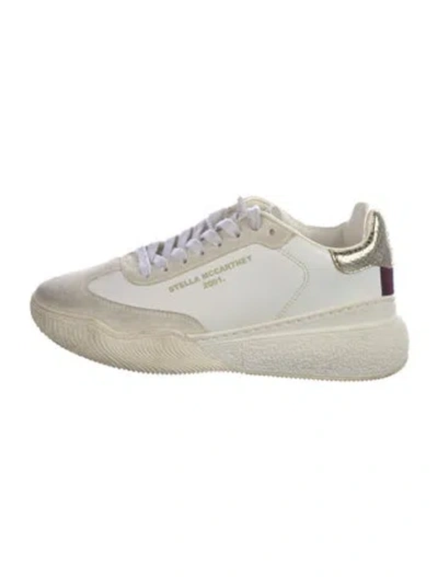 Pre-owned Stella Mccartney Leather Colorblock Pattern Sneakers In White