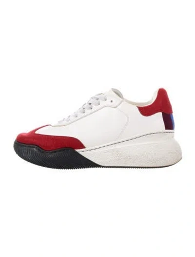 Pre-owned Stella Mccartney Leather Colorblock Pattern Sneakers In White