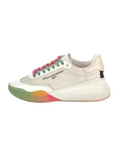Pre-owned Stella Mccartney Leather Colorblock Pattern Sneakers In White