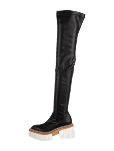 Pre-owned Stella Mccartney Leather Colorblock Pattern Sock Boots In Black