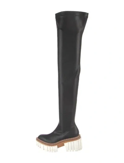 Pre-owned Stella Mccartney Leather Colorblock Pattern Sock Boots In Black