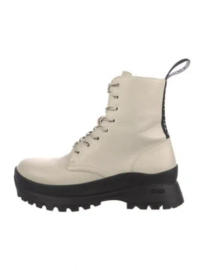 Pre-owned Stella Mccartney Leather Combat Boots In Neutral