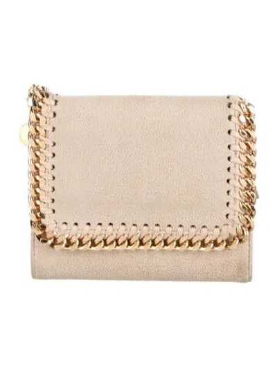 Pre-owned Stella Mccartney Leather Compact Wallet In Neutral