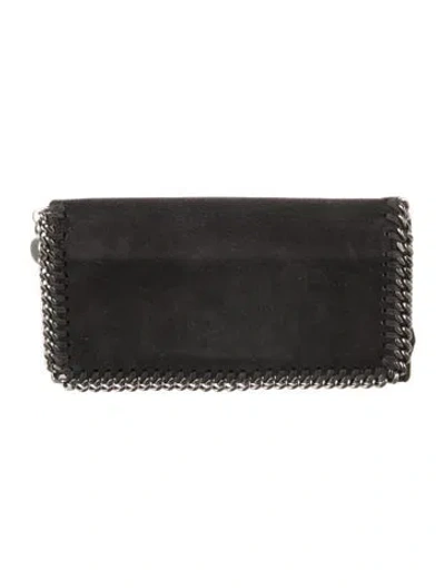 Pre-owned Stella Mccartney Leather Continental Wallet In Black