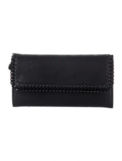 Pre-owned Stella Mccartney Leather Continental Wallet In Black