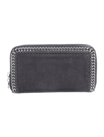 Pre-owned Stella Mccartney Leather Continental Wallet In Black