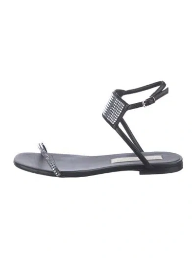 Pre-owned Stella Mccartney Leather Crystal Embellishments Sandals In Black