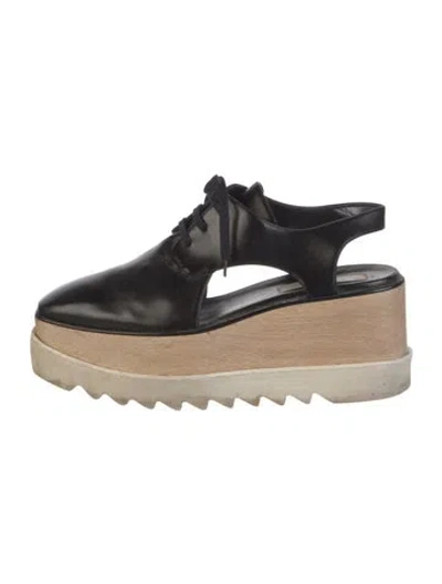 Pre-owned Stella Mccartney Leather Cutout Accent Slingback Flats In Black