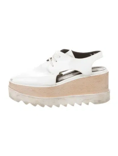 Pre-owned Stella Mccartney Leather Cutout Accent Slingback Flats In White